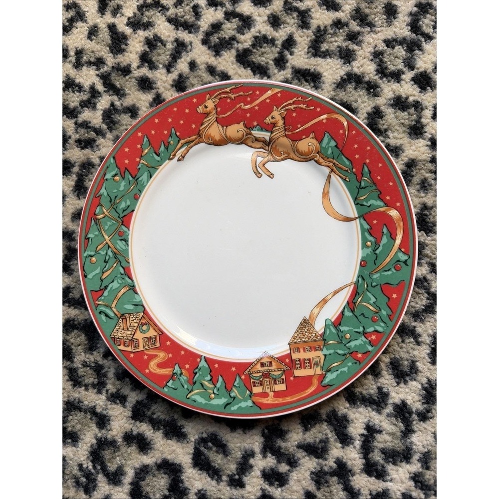 VTG 90s Misono CHRISTMAS FANTASY‎ 7.5" Salad Dessert Plate Replacement Reinfeer